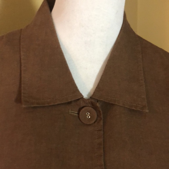 J JILL size Medium 100% Linen Jacket Empire BellSleeve LagenLook Fabric Buttons - Picture 15 of 16